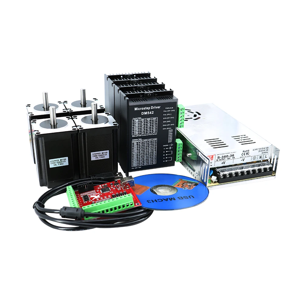 Комплект с 4 осями CNC Nema 23 2.5N 100 мм драйвер шагового двигателя TB6600 DM542 DM556 USB LPT mach3
