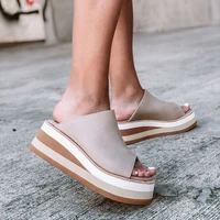 wedge heel slippers womens shoes 2022 new summer open toe sandals fashion thick bottom slippers outdoor leisure flip flops