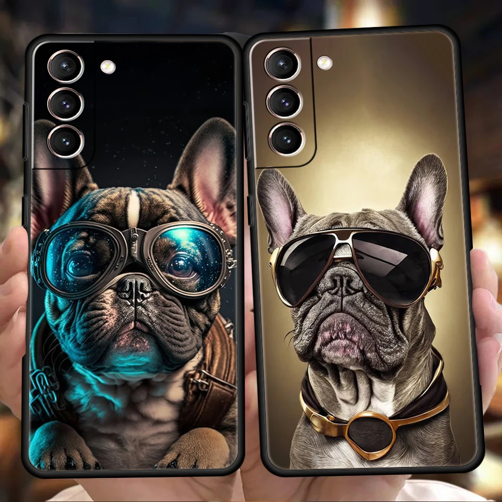 Милый мультяшный чехол для телефона с собакой Мопсом французским бульдогом Samsung