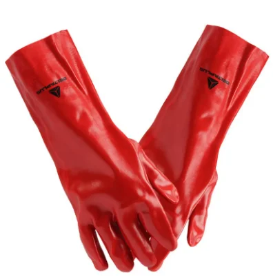 

DELTAPLUS Защитные перчатки Красные 35 см ПВХ пропитанные удлиняющие и утолщающие прочные Химическая защита Защитные перчатки