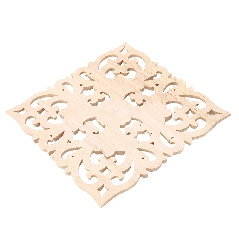 

1X Rubber Wood Carved Floral Decal Craft F:20 X 20Cm & 1X Applique Real Wood Carving Accessories And Retail.Woodcarving