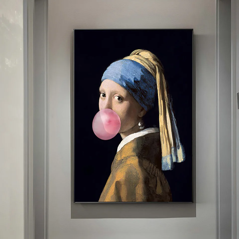 

European Oil Woman Fun Lips Pen Wall Pictures For Living Room Vintage Poster Decorative Home Decor Cuadro Decorativo