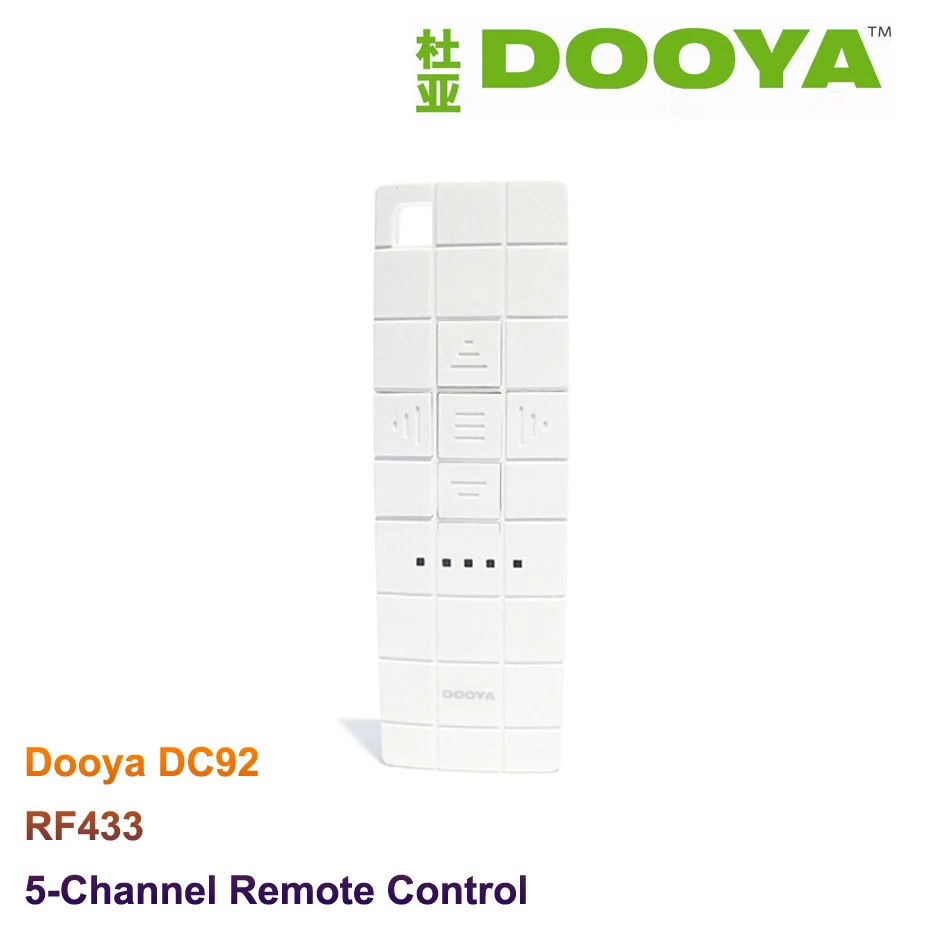 Original Dooya DC92 Remote Controller Hand-Operate 5-Channel Remote for Dooya RF433 Curtain Motor KT320E,DT52E,KT82TN,DT360E