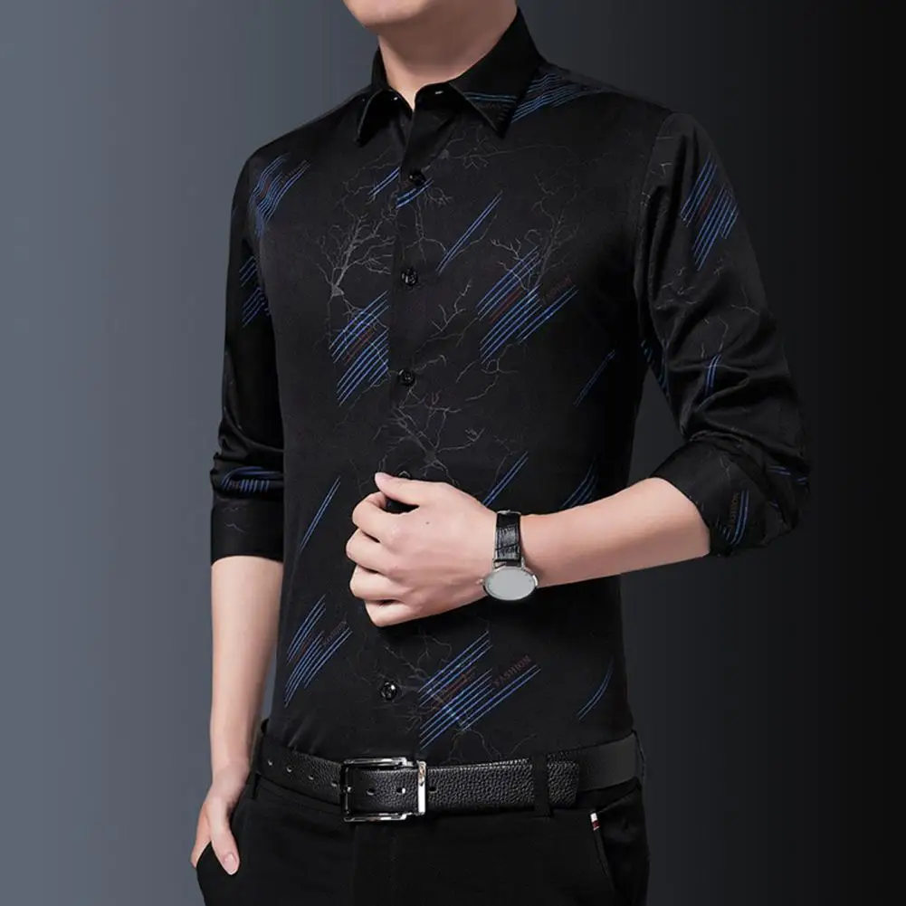

Anti-iron Chic Wash-and-wear Summer Shirt Cardigan Men Shirt Colorfast for Business Trip