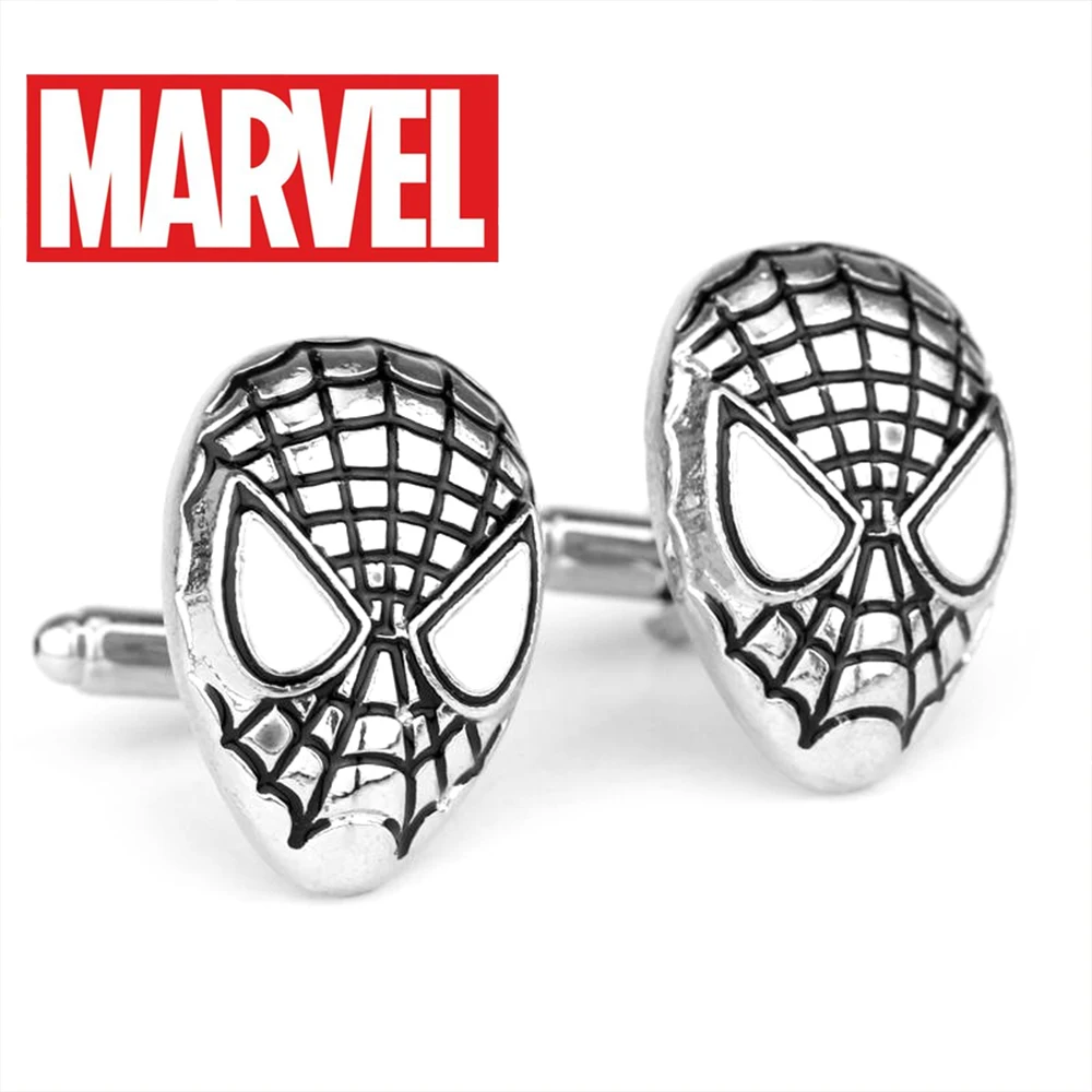 

Серебристые запонки в стиле Фильмов Marvel, Спайдермен, запонки в виде супергероев Мстителей для мужчин, рубашки, ювелирные изделия, аксессуары, подарки