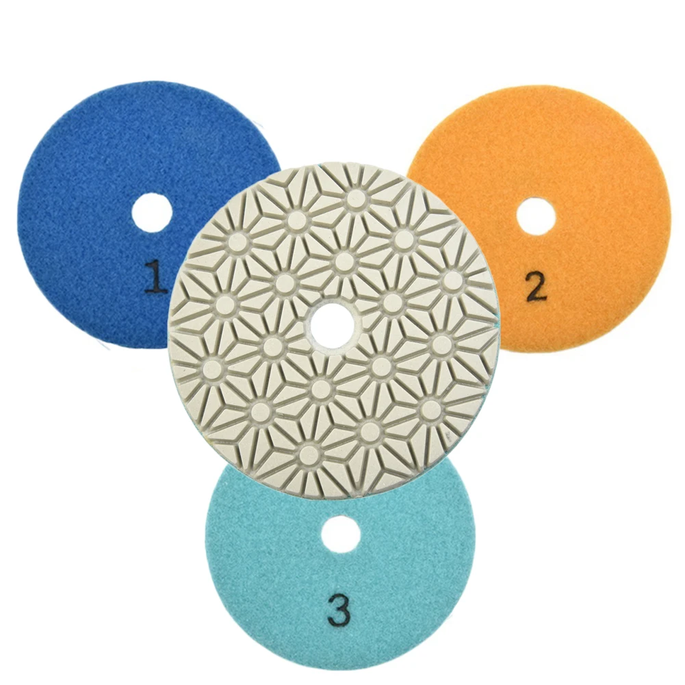 

2PCS 4 Inch Diamond Polishing Pads 4 Inch Wet/Dry 3 STEP Set Granite Stone Concrete Marble For Abrasive Tools Acessories