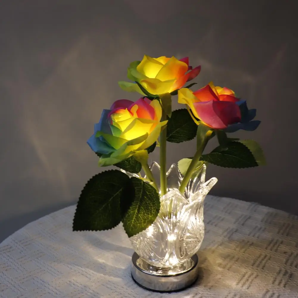 

Светодиодная настольная лампа, имитация розы, ночник, плавное затемнение, перезаряжаемая настольная лампа, украшения для домашнего декора, освещение