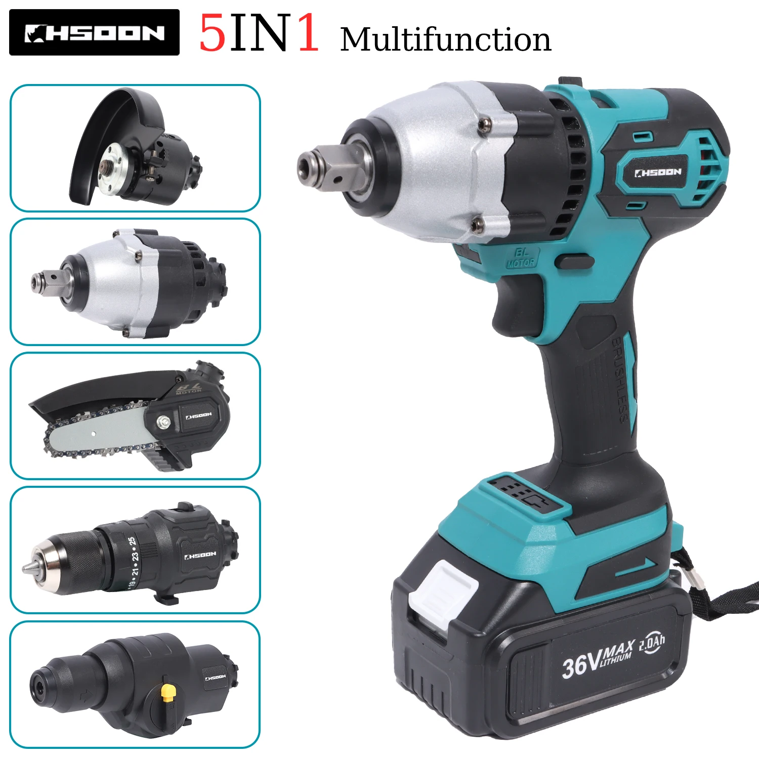 

5 in 1 Brushless Multifunctional Tools Impact Drill Cordless DIY Reciprocating Saw Sander Chainsaw Power Fit Makita