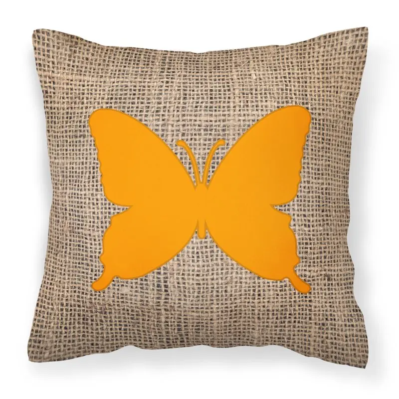 

Treasures BB1046-BL-OR-PW1414 Burlap and Orange Canvas Fabric Decorative Pillow BB1046, 14Hx14W, Travel neck pillow Travel pi