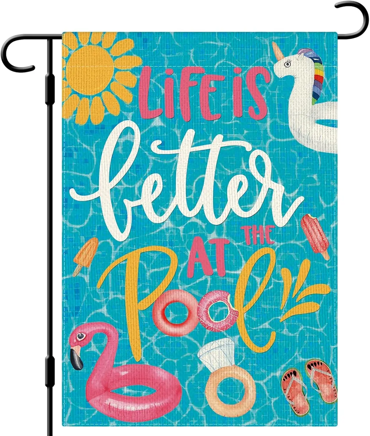 Фото Флаг для сада и бассейна DLZDN Life is Better at the Pool, летний, 12×18 дюймов, двусторонний, вертикальный, из мешковины, для фермерского двора, PPZ №1