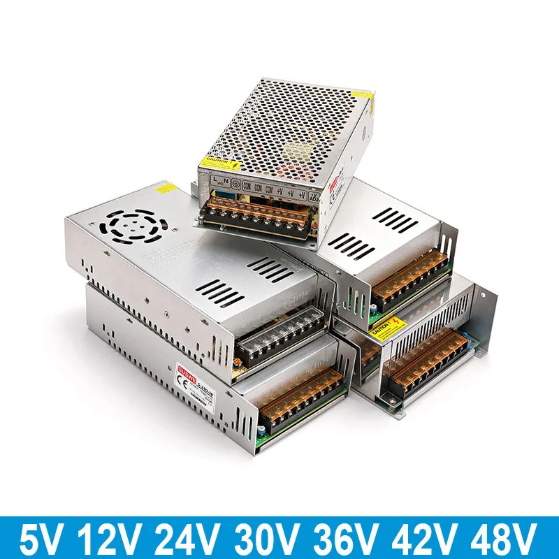 Импульсный источник питания AC-DC 110/220 В до 5/12/24/30/36/42/48 в 250/600/1000 Вт Адаптер источника SMPS для фотомодульных лент CCTV 60