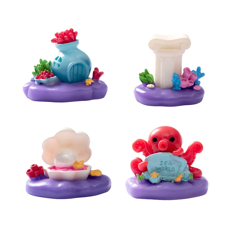 Мини-Осьминог Украшение Оболочка Дрифт бутылка римская колонна микро пейзаж