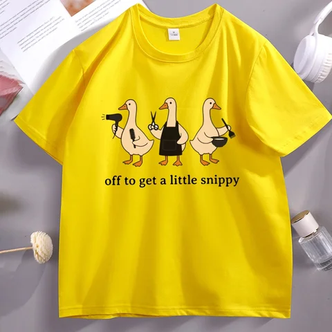 USEMEI Футболка из хлопка с принтом гусем