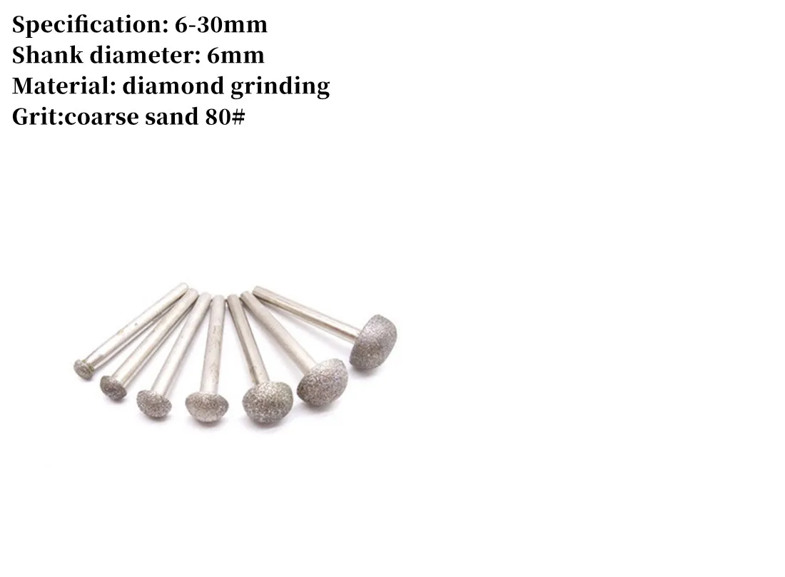 

1Pcs 6-30mm Diamond Grinding Mushroom Head Sanding Rod 6mm Shank Jade Jadeite Metal Peeling Polishing Carving Polishing Tool