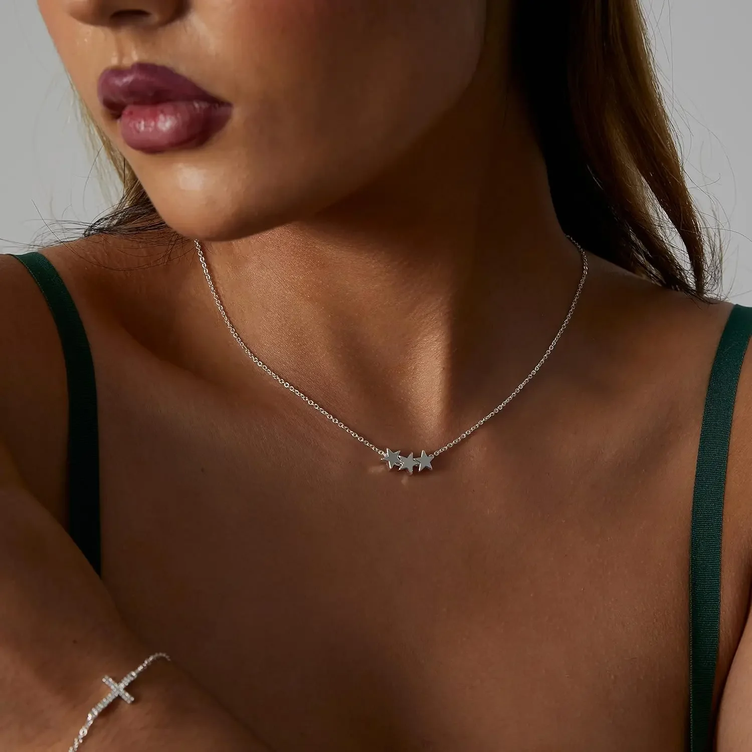 Винтажное серебряное многоуровневое ожерелье со звездой металлическая