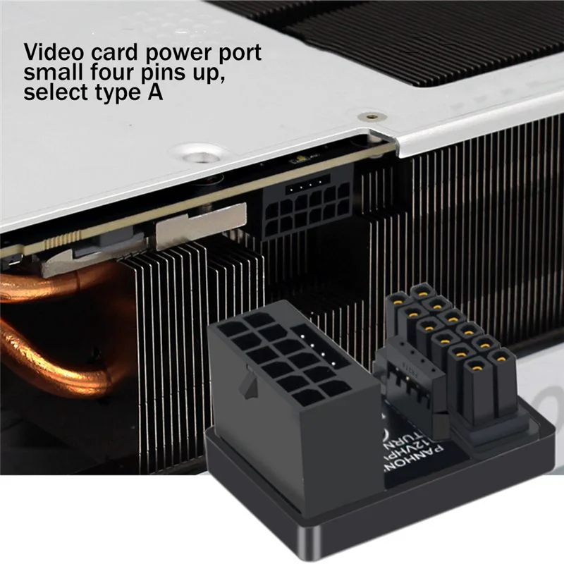 Фото PCIE5.0 графическая карта ATX3.0 источник питания 12VHPWR 12 + 4 16P 600 Вт штекер-гнездо 180 градусов переходник черный №5
