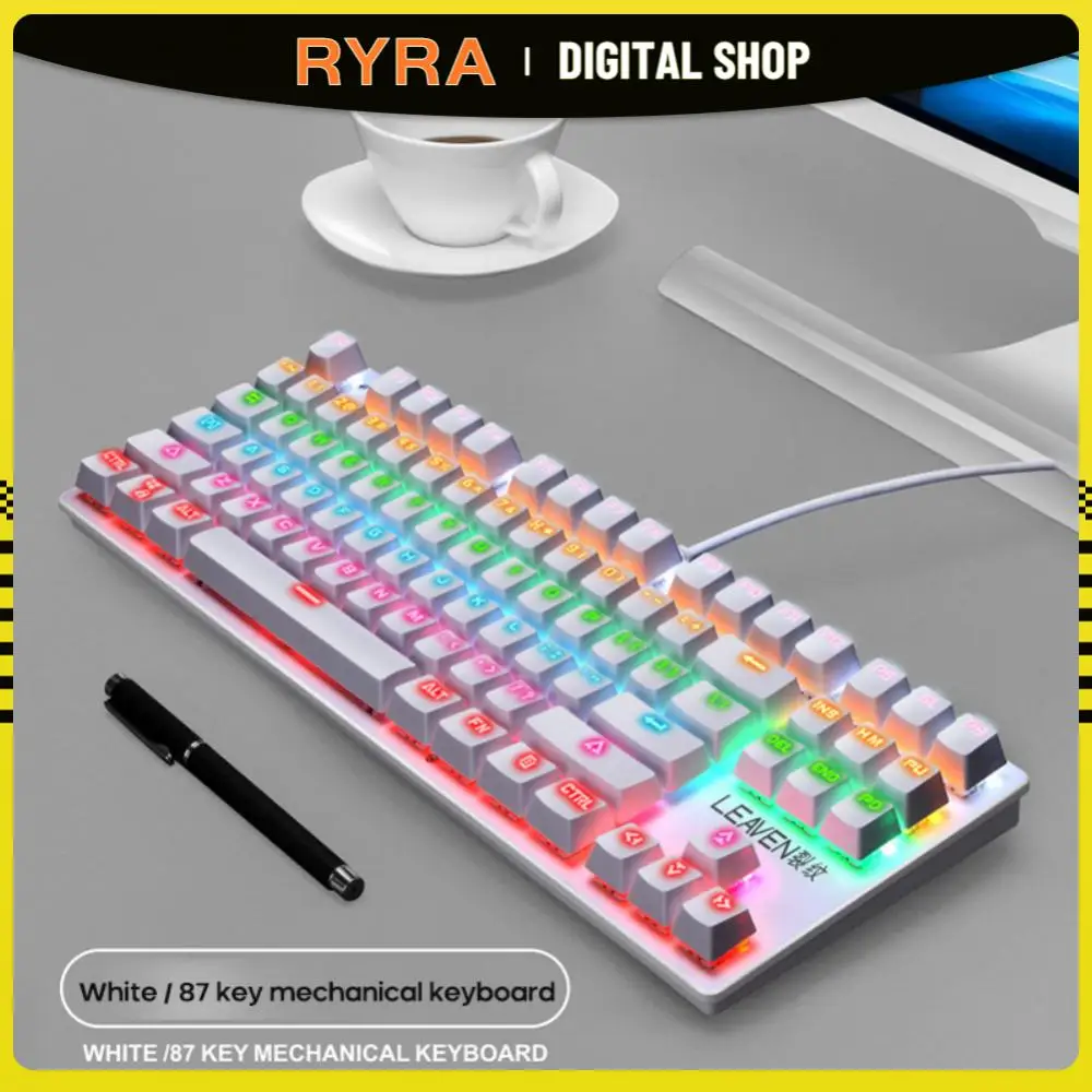 

Игровая клавиатура RYRA в стиле ретро, проводная клавиатура с круглыми клавишами в стиле панк и с подсветкой, 87 клавиш, эргономичная геймерская клавиатура для ПК и ноутбука