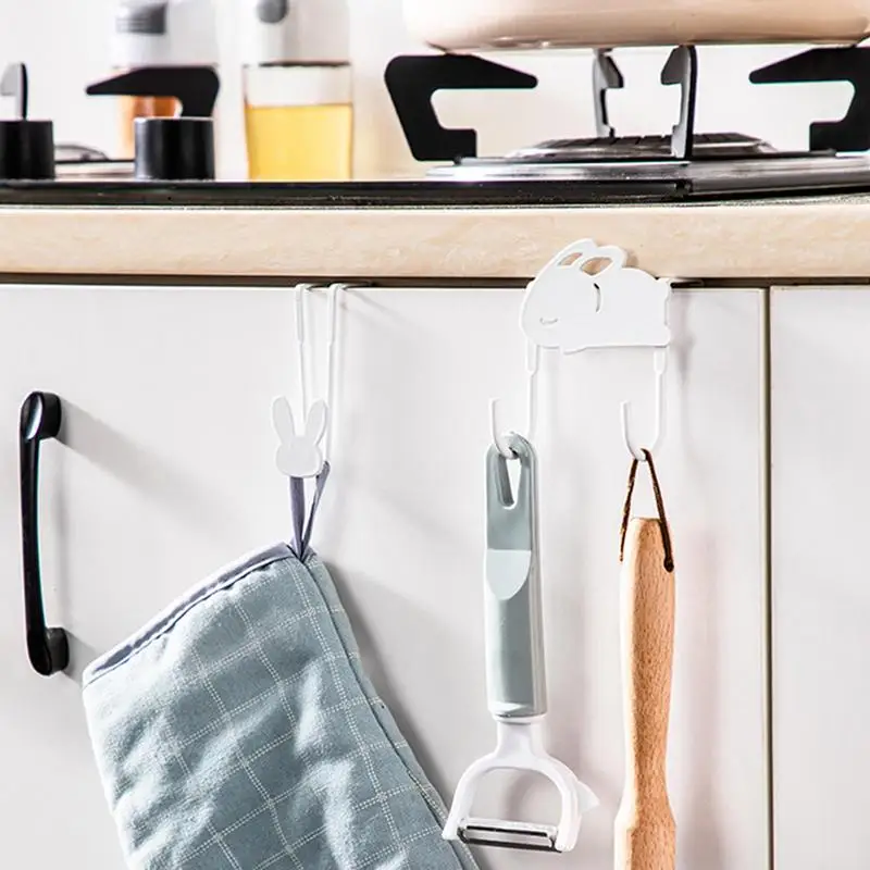 

Over The Cabinet Door Hooks Rabbit Hook Organizer With 3KG Bearing Capacity Eye-Catching Lovely Rabbit Organizer Hook For