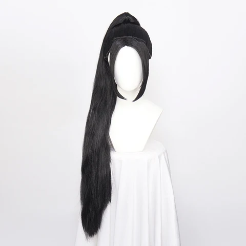 Ccutoo парик валорант шалфей косплей парик длинный черный женский парик со съемным конским хвостом синтетические волосы термостойкие Хэллоуин