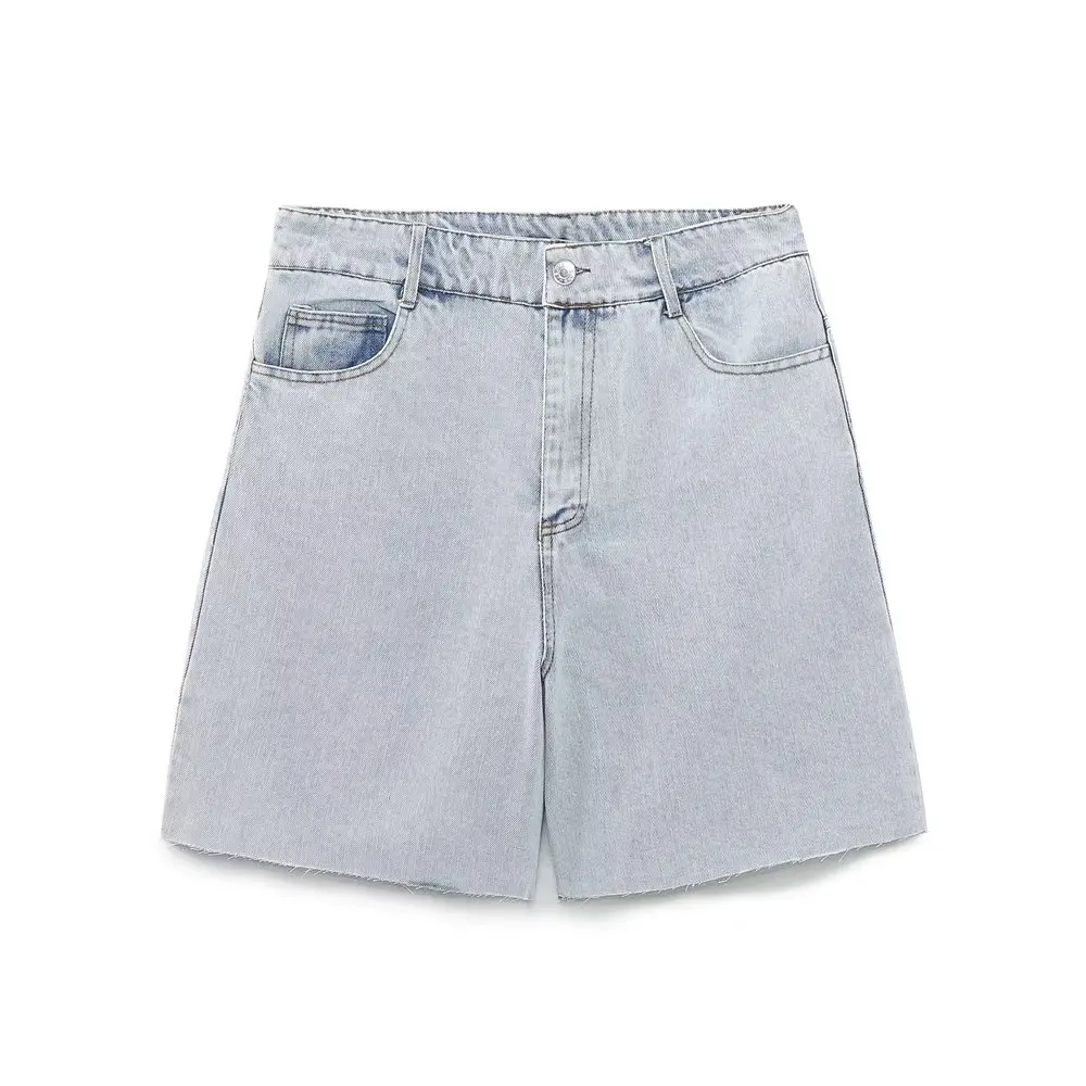 Withered Fashion High Waist Washed Distressed Shorts Ladies Summer Bermuda High Street Women's Denim Shorts