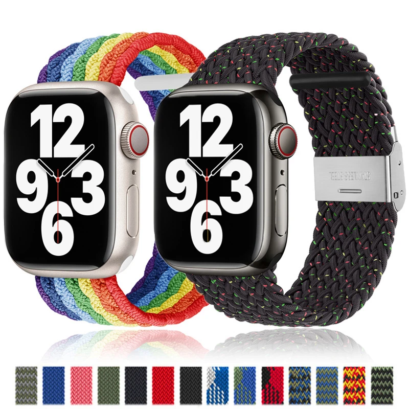 Плетеный ремешок с петлей для браслета Apple Watch 44мм 40мм 45мм 41мм 42мм 38мм из нержавеющей стали, браслет correa iWatch Serie 3 4 5 6 SE 7 on.