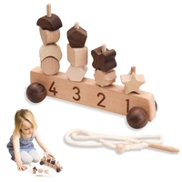 1set montessori thread toys wooden car shape match building blocks educational kids puzzle toys for children birthday gifts