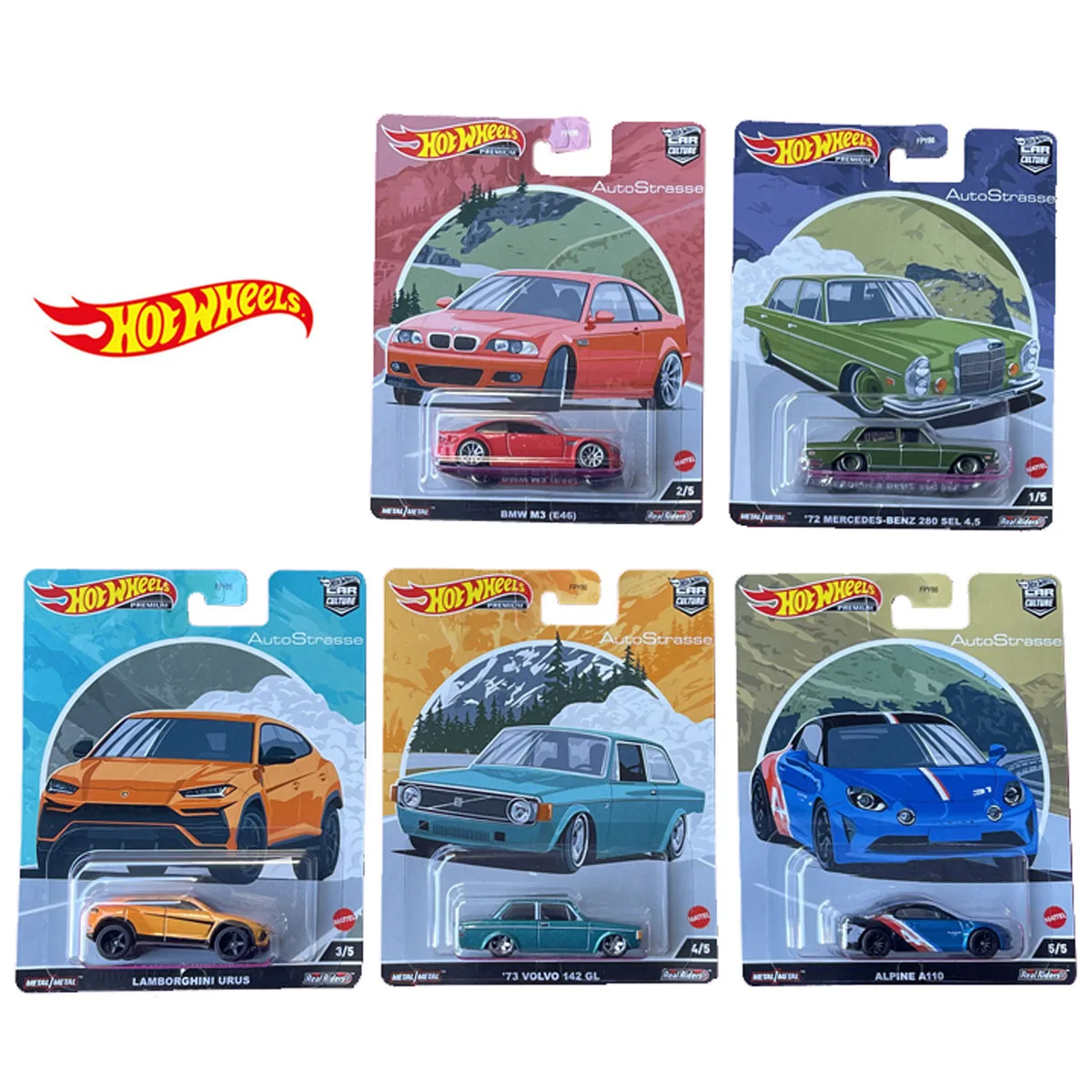 Auto Strasse Premium Car Culture Volvo 142l Bmw M3 74 Lamborghini Urus Alpine A110 Mercedes-benz 1:64 Car Toy