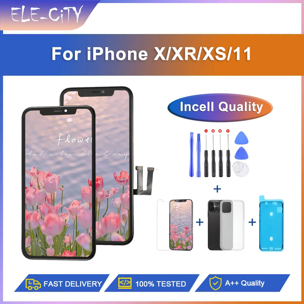 

ЖК-дисплей A + для iPhone 11 X XS XR, сенсорный 3D-экран Incell, качественный дигитайзер в сборе, без битых пикселей, запасные части с подарком