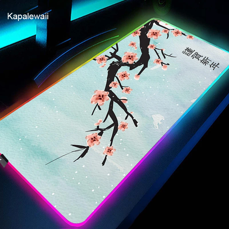 

LED Light Flower Gaming Mouse Pad RGB Super Large Keyboard Cover Non-Slip Rubber Base Computer Carpet Desk Mat PC Game MousePad