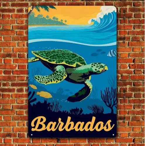 p1 Barbados Коллекционный металлический плакат для путешествий жестяная вывеска 20x30