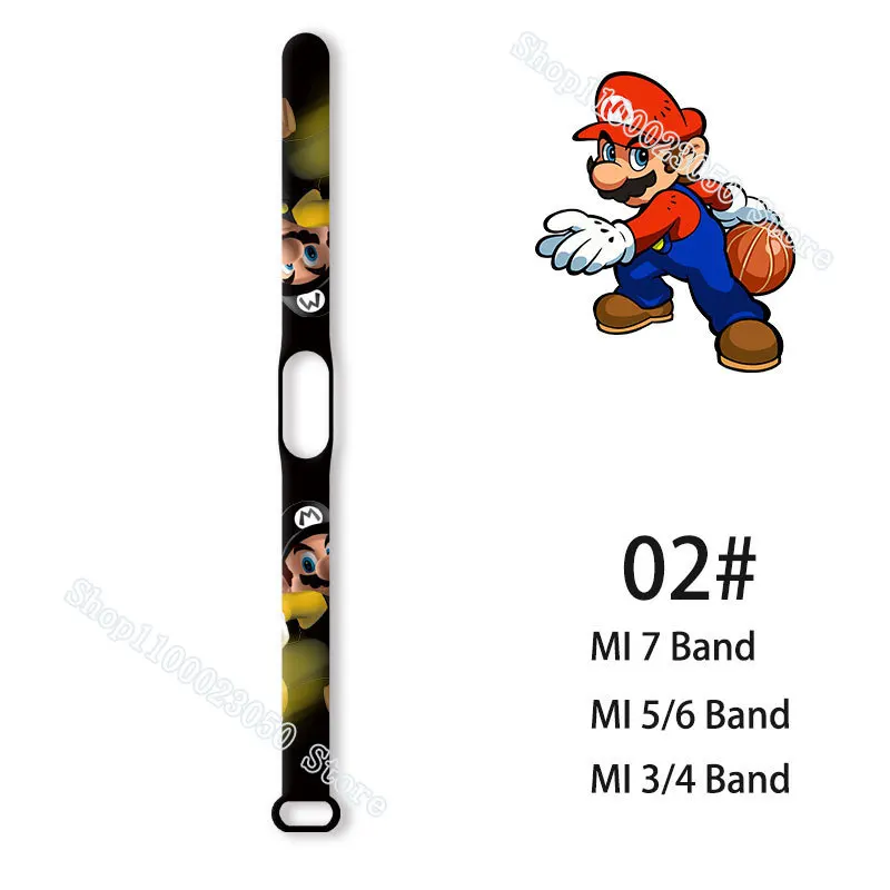 Ремешок для часов Super Mario Mi Band 7/6/5/4/3 умный браслет с рисунком Марио броса сменный