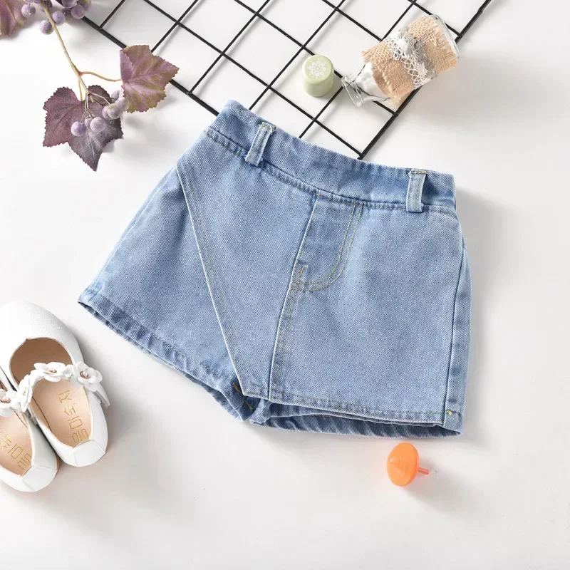 Shorts for Girls Blue All-match Children Denim Skirt Pants Fashion Jeans 2024 Summer Casual Teenage Short 10 12 14 Years