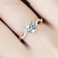new classic rose goldsilver color engagement open rings for women white cz stone inlay fashion jewelry wedding party gift ring