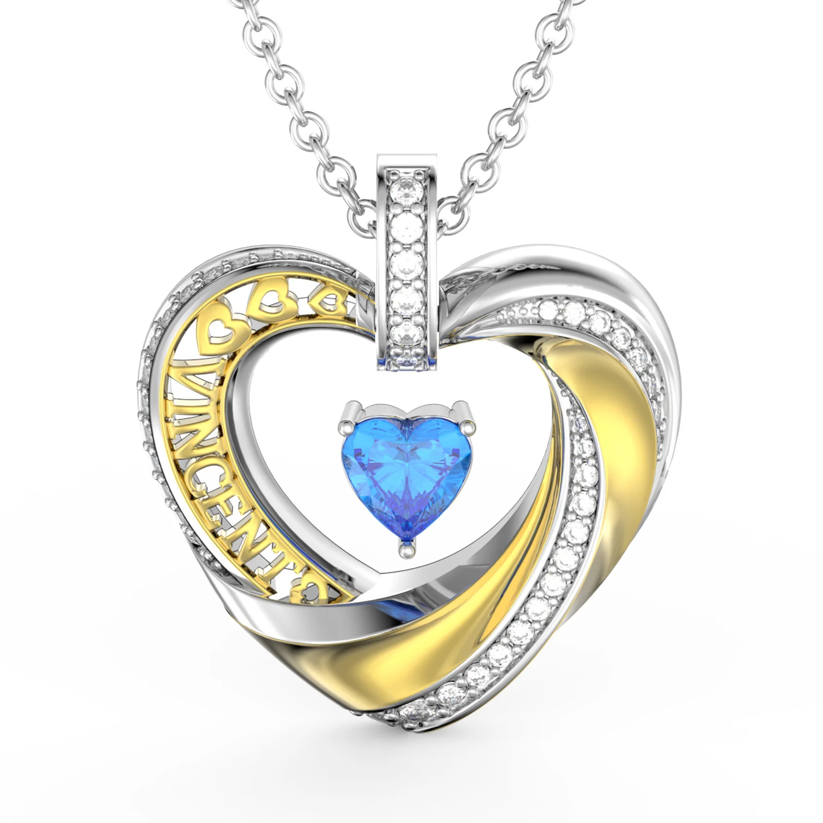 925 Sterling Silver Necklace 3D Printed Fashion Jewelry Heart Necklaces