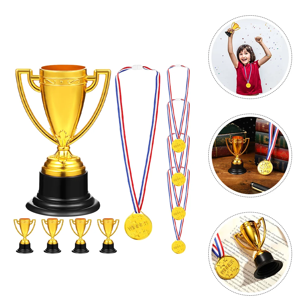 

Small Medal Kids Toy Ornaments Children Soccer Trophy Plastic Props Toys Party Gold Decor