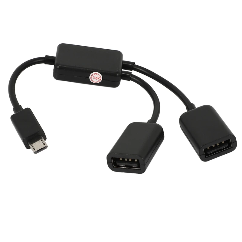 Кабель хоста Micro-USB переходник OTG с папа на 2 USB типа A мама двойным разъемом