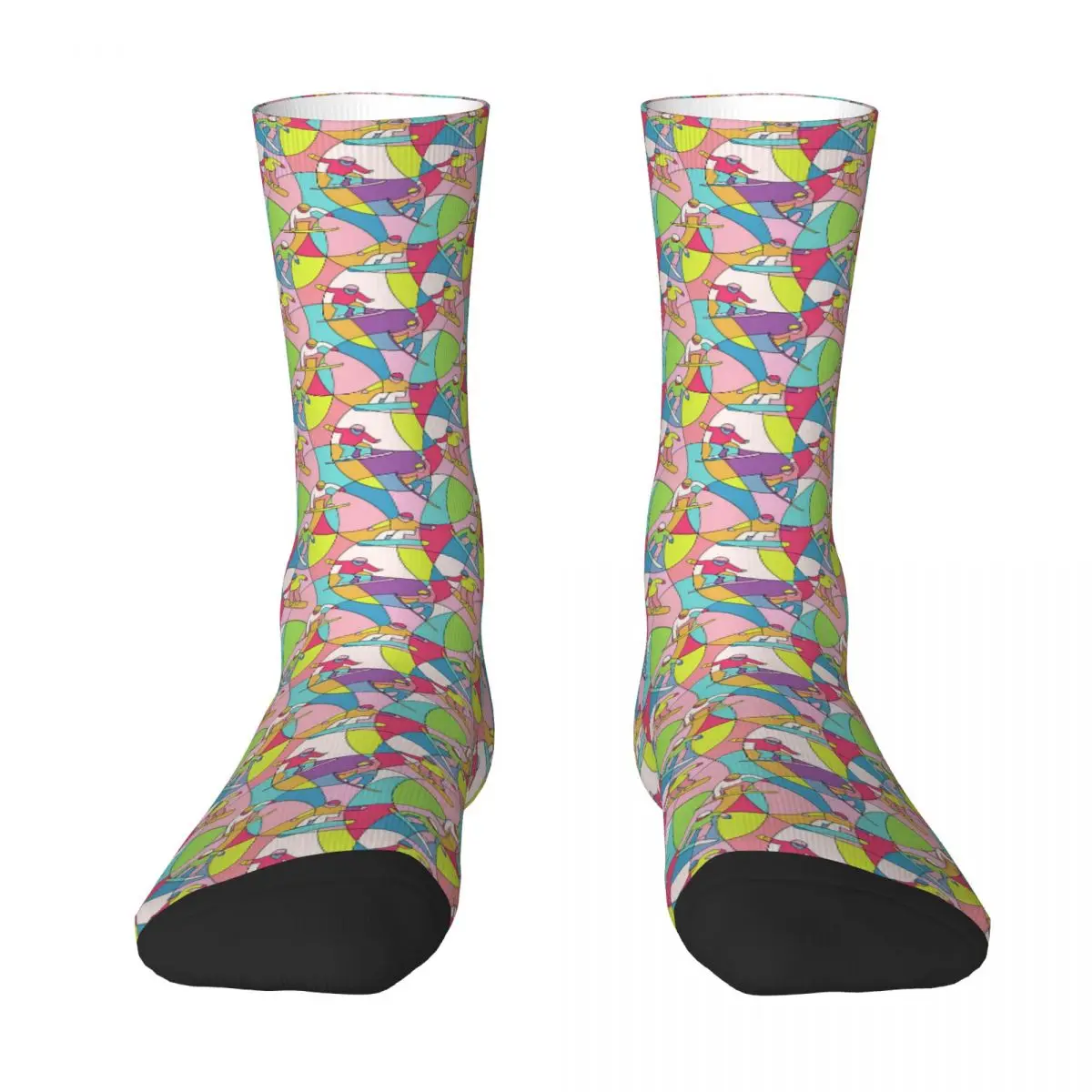 Vintage Seamless Pattern With Colorful Snoeboarders Adult Socks,Unisex socks,men Socks women Socks