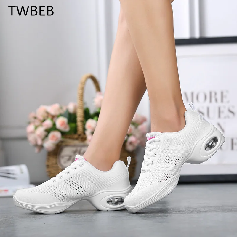 

Mesh Dance Shoes Woman Jazz Modern Soft Outsole Dance Sneakers Breathable Lightweight Dancing Fitness Shoes
