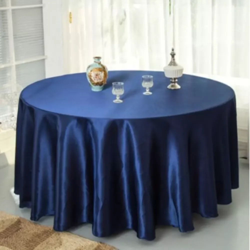 

10pcs/Pack Navy blue 120 Inch Round Satin Tablecloths Table Cover for Wedding Party Restaurant Banquet Decorations