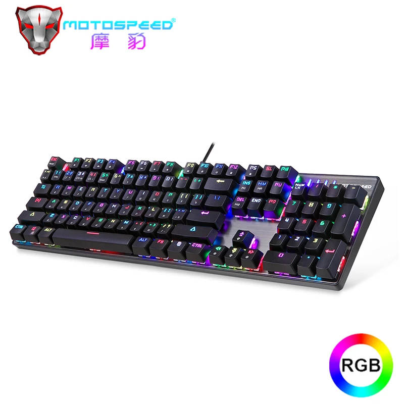 

Russian/English Motospeed CK104 RGB Mechanical Keyboard 104 Keys LED Backlit USB Wired Gaming Keyboard For Computer Laptop Gamer