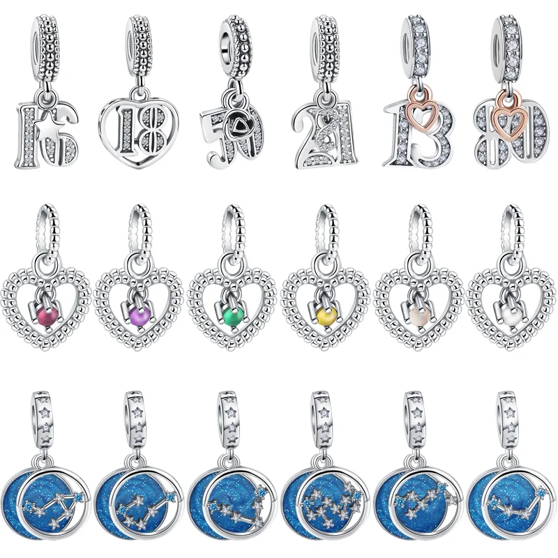 

Pandora S925 Стерлинговое Серебро шармы бусины созвездия цифровое сердце подходит для браслетов DIY женские оригинальные ювелирные изделия Модные подарки