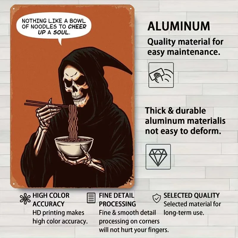 Мрачный Жнец миска лапши комиксы металлический постер украшение комнаты