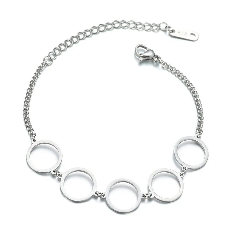 

Vintage Round Circle Bracelets For Women Geometric Silver Plated Link Chain Charm Bracelet Bangle Jewelry Party Gift Geometric