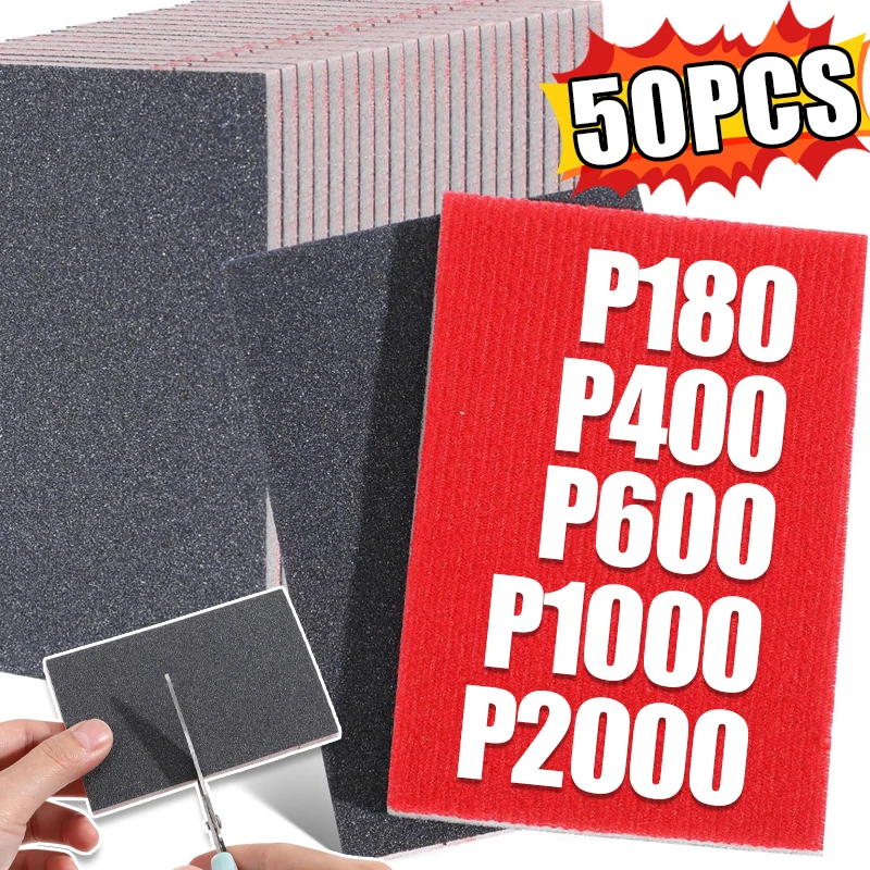 

50/5 шт., набор шлифовальных губок, зернистость 180-2000, гибкие шлифовальные блоки, наждачная бумага для влажной и сухой шлифовки для полировки, абразивные инструменты