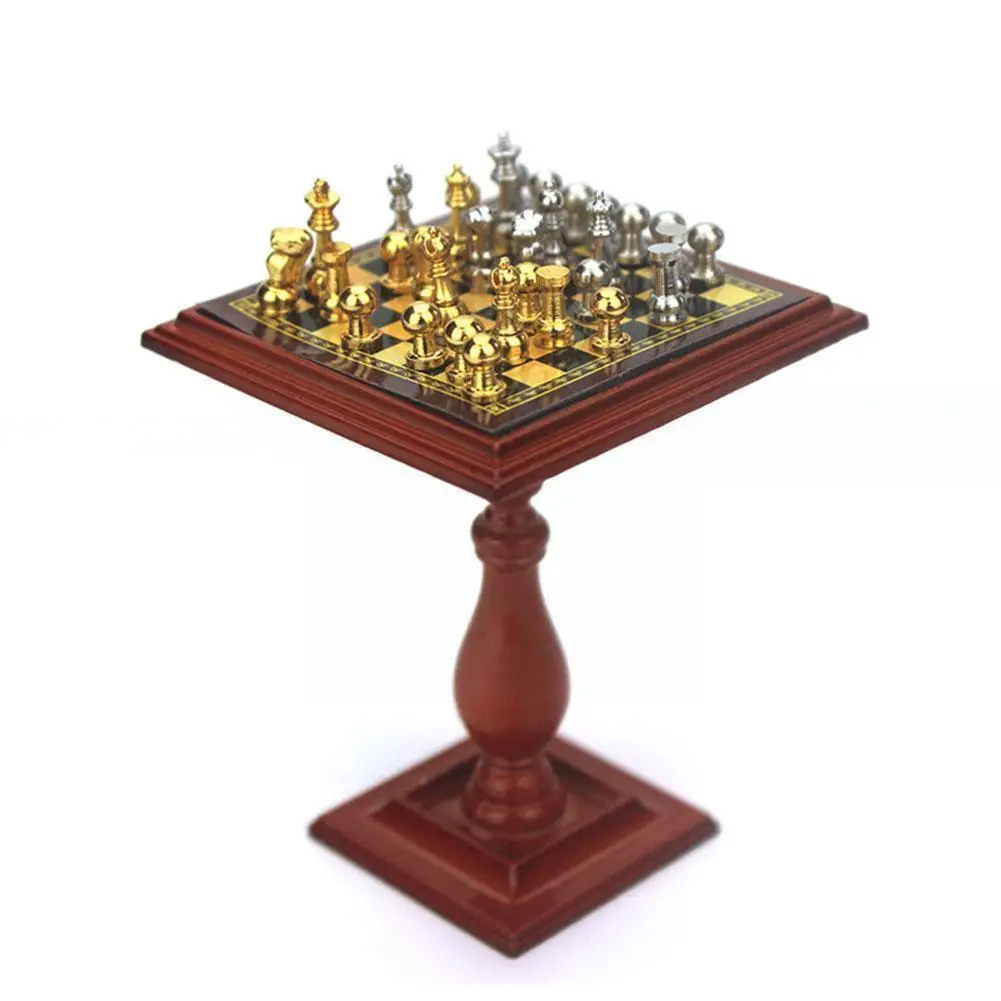 

1:12 Miniature Magnetic Chess Table Set Mini Game Living DollHouse House Boardroom Dollhouse Accessories Decoration Plays G2D7