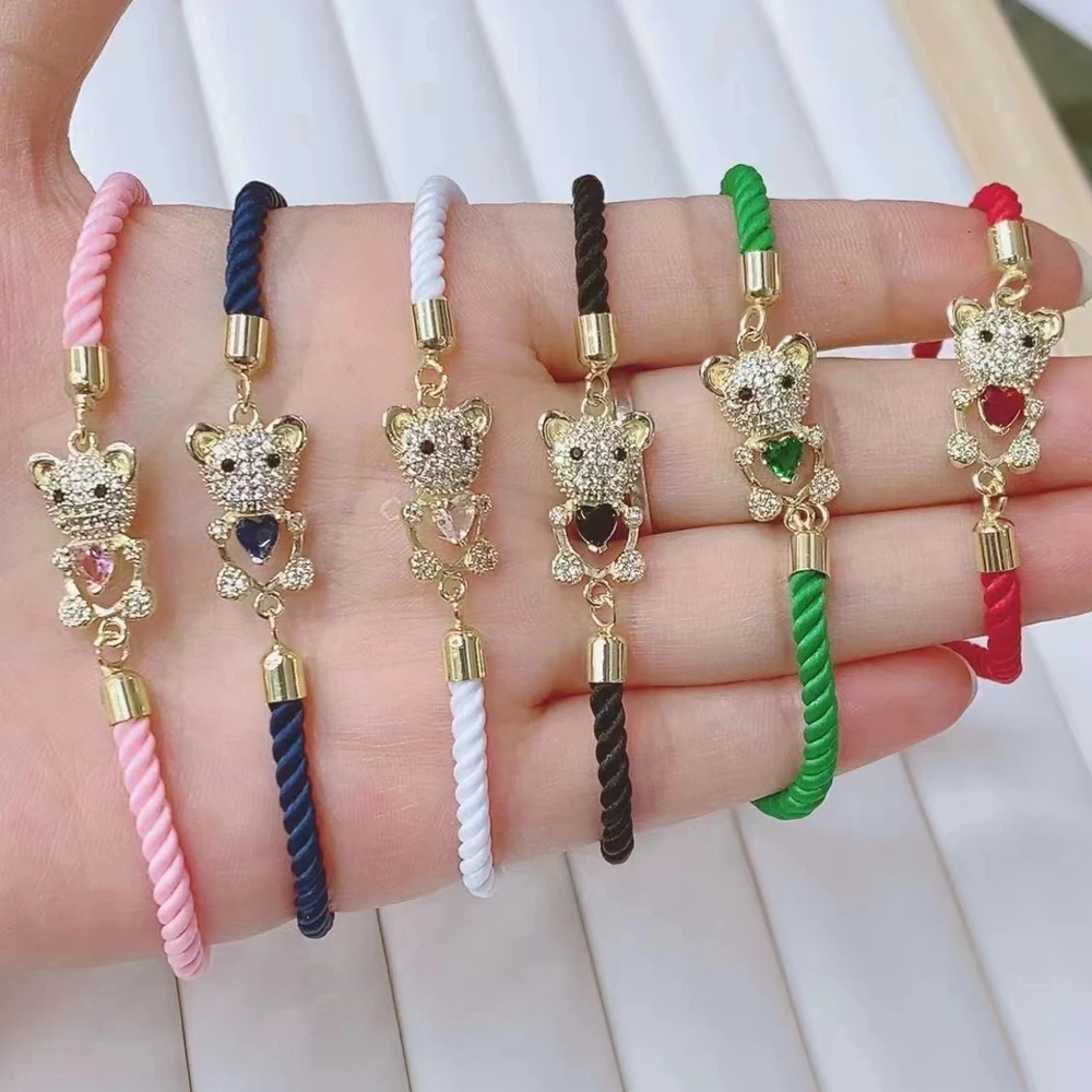 

5 шт. веревочная цепочка в виде черепахи для женщин, Классический циркониевый разноцветный браслет с подвесками, ювелирные изделия