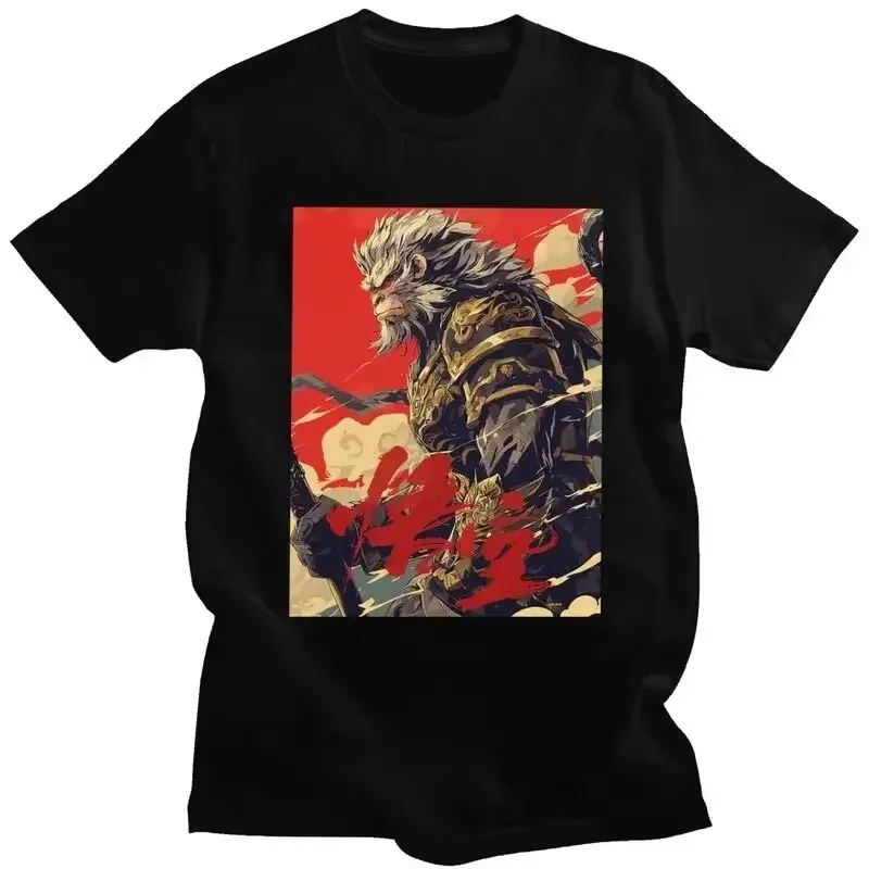 Фото Черная миф Wukong Мужская и женская футболка модная Популярная Игровая футболка с коротким рукавом ige №1