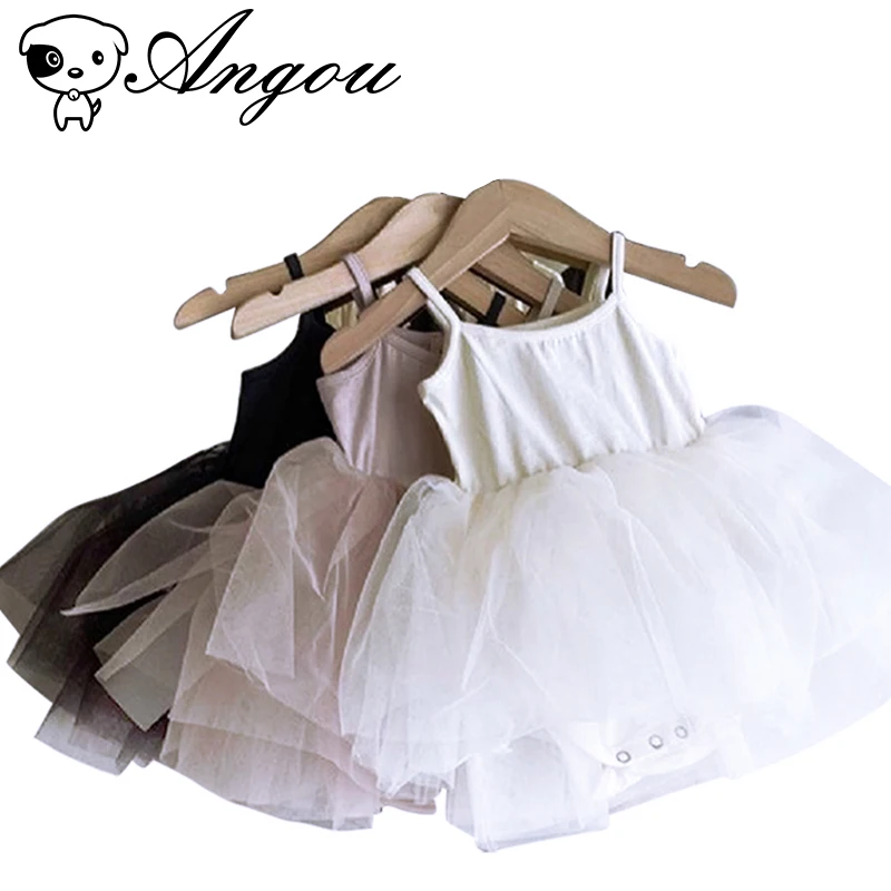 

Angou Baby Girls Ballet Dance skirt Princess Dress Summer Sling Vest Dress Pure Colour Gauze skirt Triangle Jumpsuits Dress