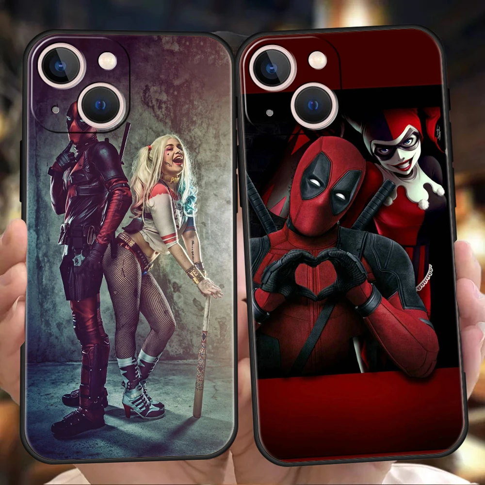 Marvel Deadpool Harley Quinn Phone Case Cover for iPhone 14 13 12 Pro Max XR XS X iPhone 11 7 8 Plus SE 2020 13 Mini Soft Shell