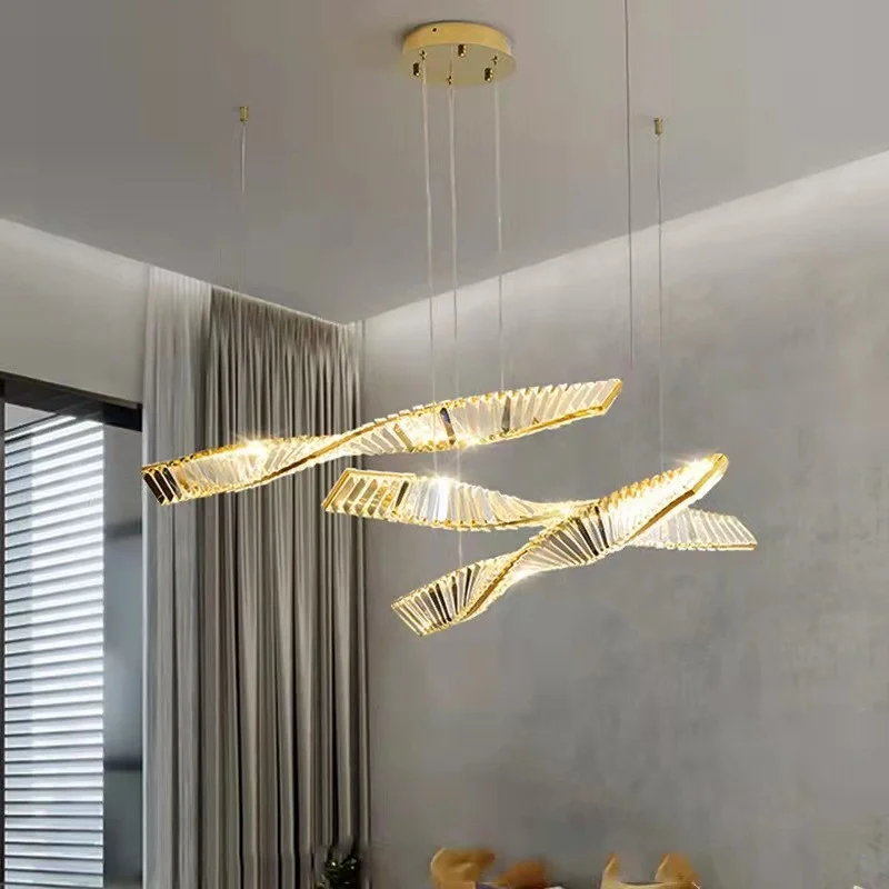 

Chandeliers Modern Bar Irregular Dimmable Pendant Lights Lustre Steel Dining Room SuspendLuxury Luminarias Fixtures Led Lamp